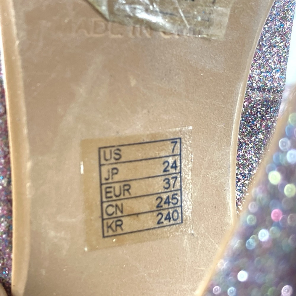 Forever 21 Glitter Slingback Platform Stiletto Heel Womens 7 Pink Peep Toe Pump - Picture 14 of 14